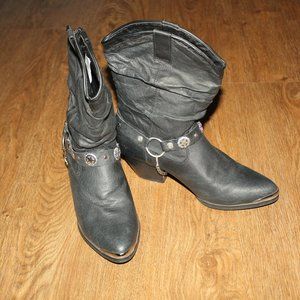 Handcrafted Dingo Black Faux Leather Western Cowgirl Boots size 9 wide